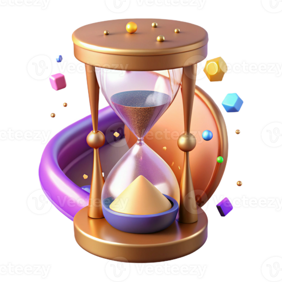 serene classic Sand Hourglass Time Passing Isolated on Transparent Background exclusive png