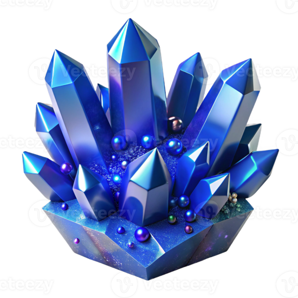 elegant minimalist Sapphire Blue Crystal Cluster with Iridescent Sheen Cutout original png