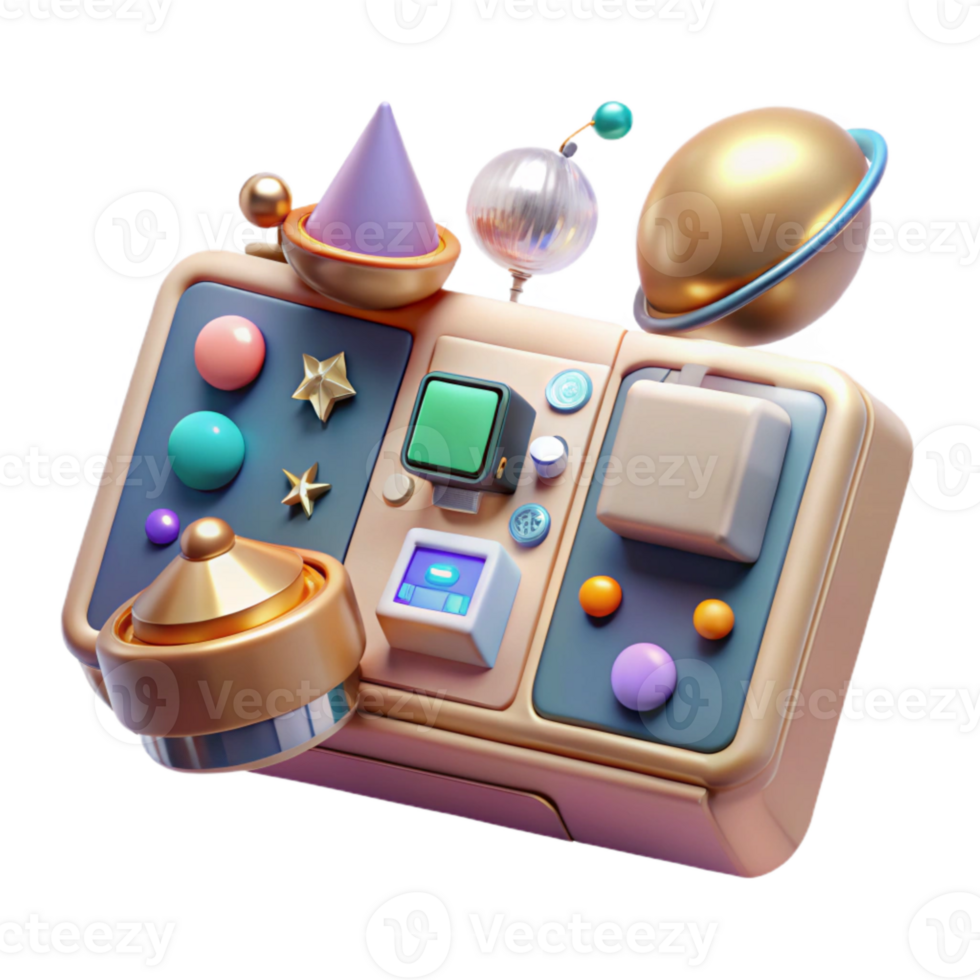 dramatic artistic Satellite Control Panel Cutout with Buttons and Displays premium png