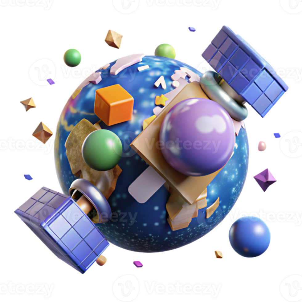 serene minimalist Satellite Orbiting Earth Isolated exclusive png