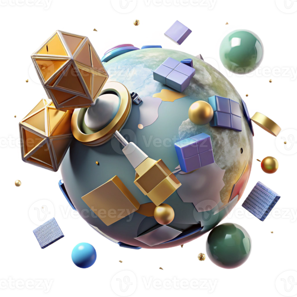 beautiful classic Satellite Orbiting Earth Isolated on Transparent Background with Ground View high quality png