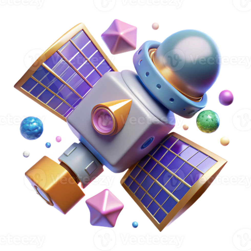 magnificent vintage Satellite Isolated with Solar Panels Extended exclusive png