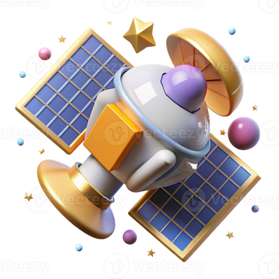 wonderful modern Satellite Isolated with Solar Panels Extended high quality png