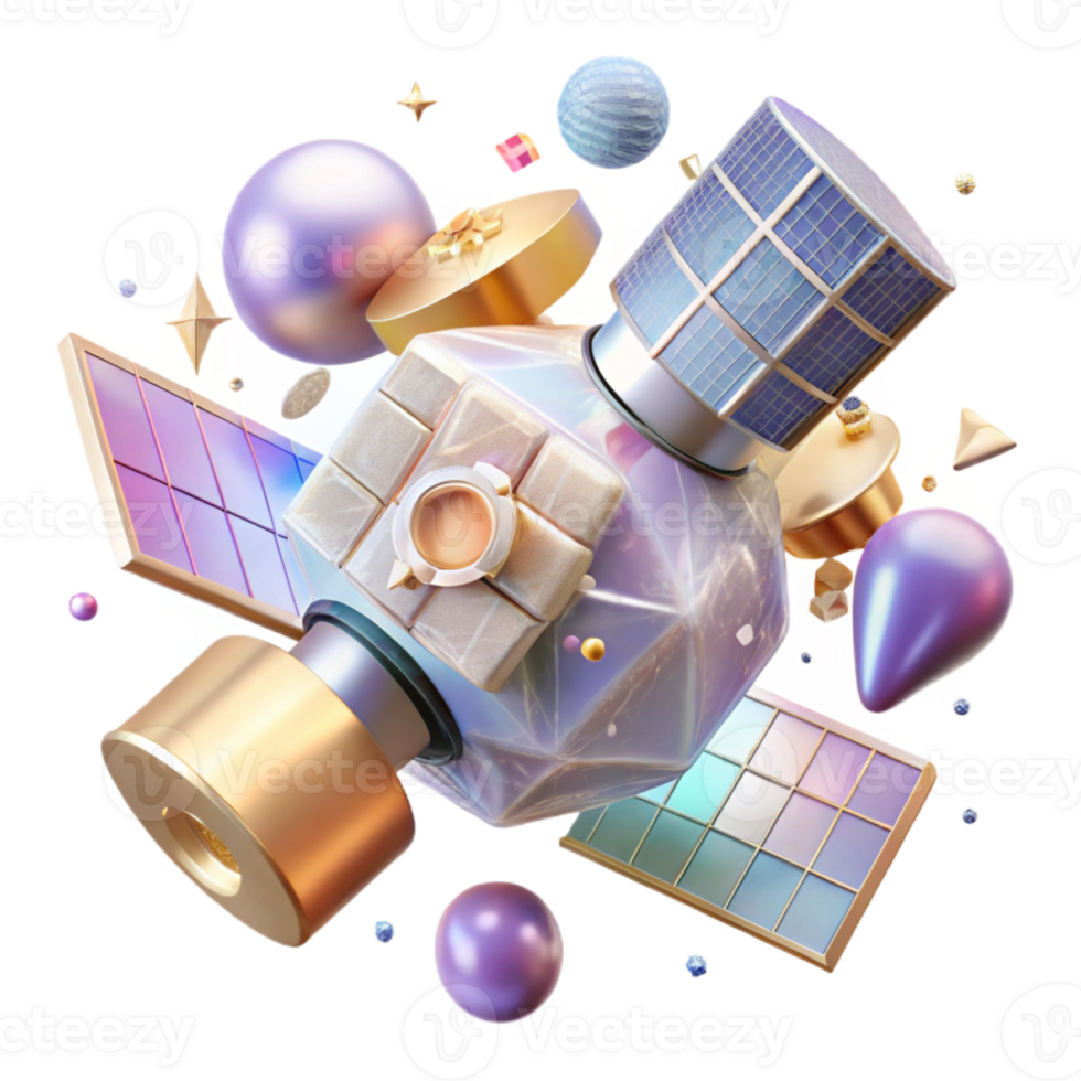 vibrant rustic Satellite Transparent Background with Solar Panels authentic png