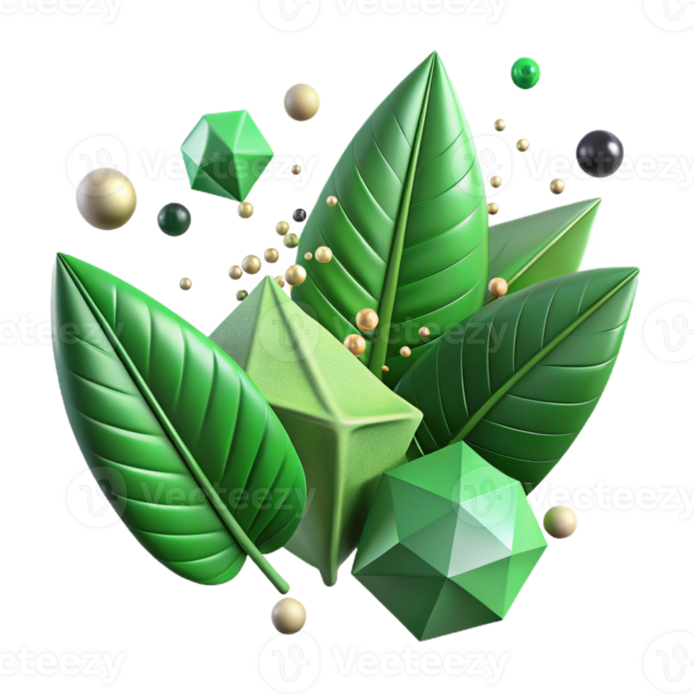 beautiful artistic Scattered Green Leaves Isolated Image original png