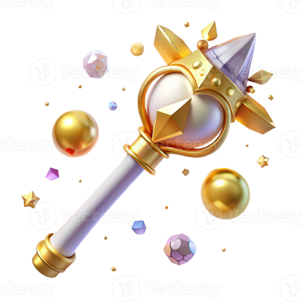 stunning traditional Scepter Transparent Background with Golden Details authentic png