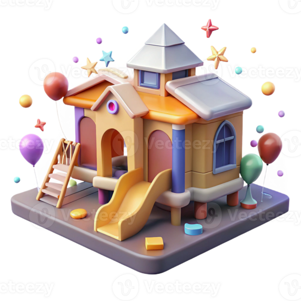 stunning abstract School Building Isolated with Playground high resolution png