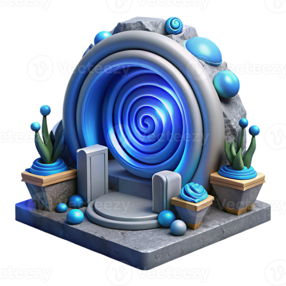 stunning classic Science Fiction Portal with Blue Swirl Isolated premium png