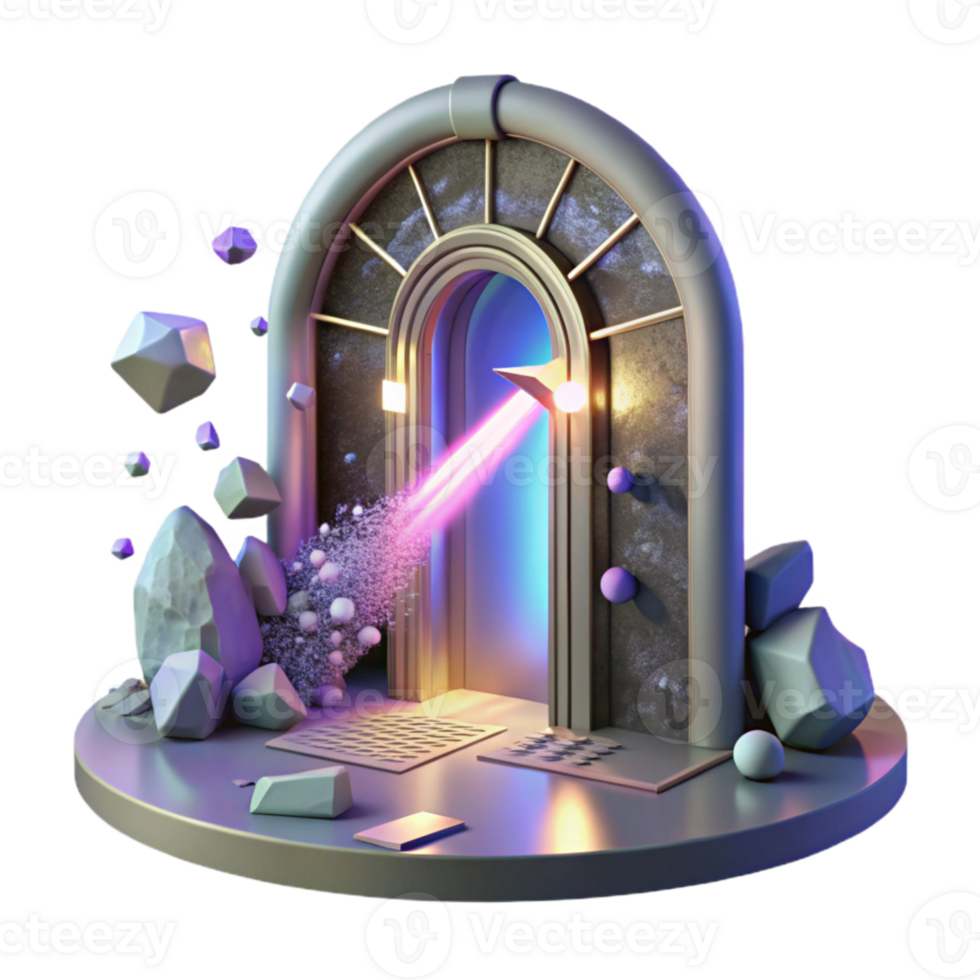 dramatic creative Sci Fi Doorway with Light Beam Cutout high resolution png