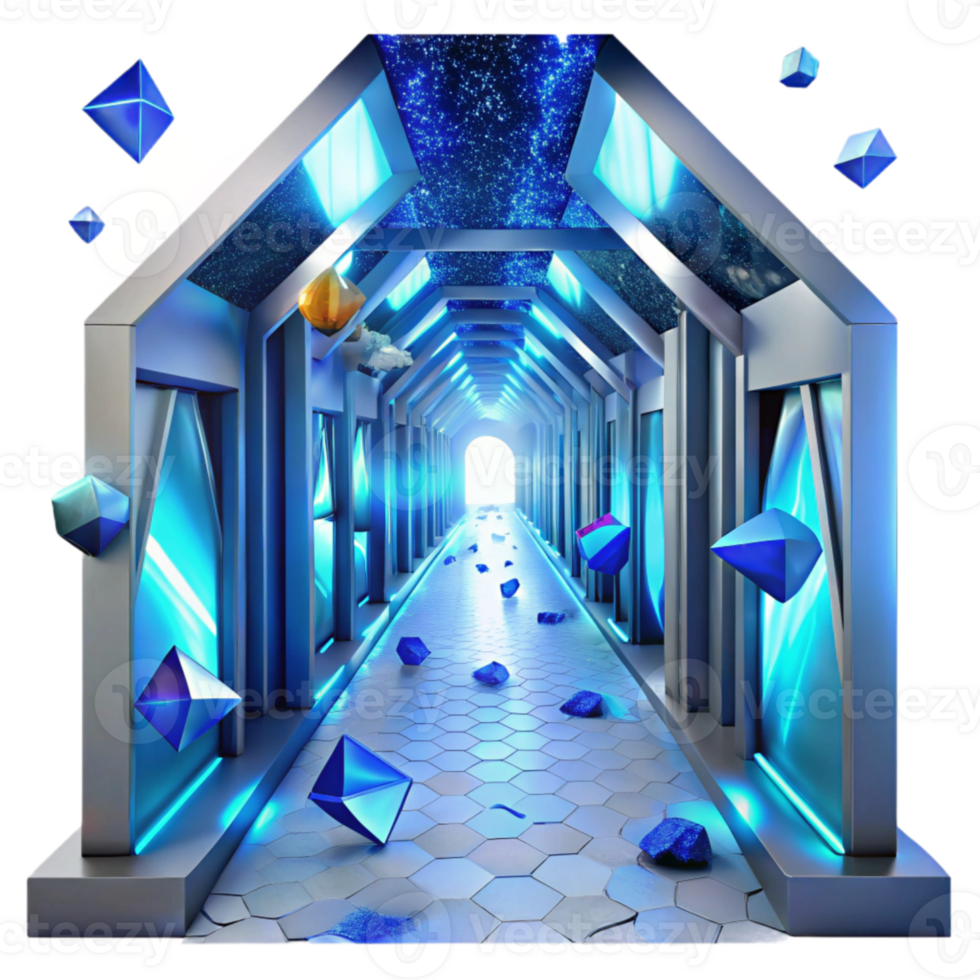 magnificent classic Sci Fi Corridor with Blue Lighting Cutout high quality png