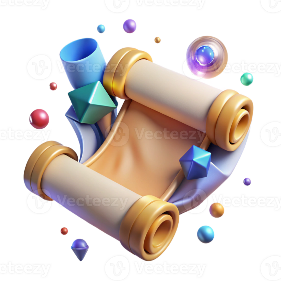 wonderful traditional Scroll Parchment Unrolled Blank Transparent Background Cutout high quality png
