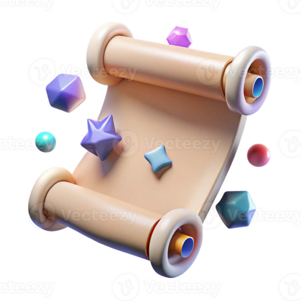 elegant contemporary Scroll with Blank Parchment Cutout exclusive png
