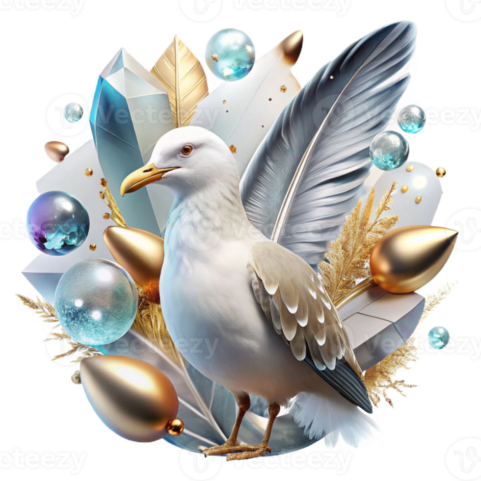 wonderful minimalist Seagull Transparent Background with White Feathers high quality png