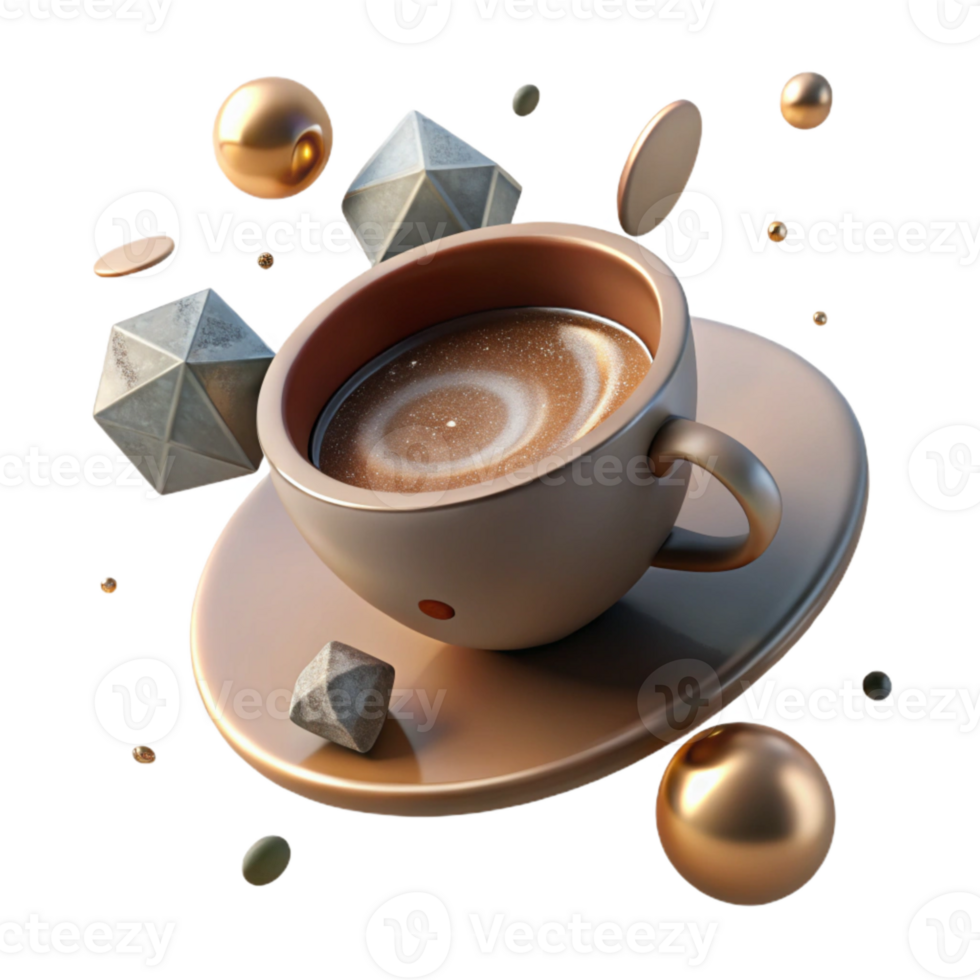 vibrant minimalist Shadow of a Coffee Cup Cutout professional png