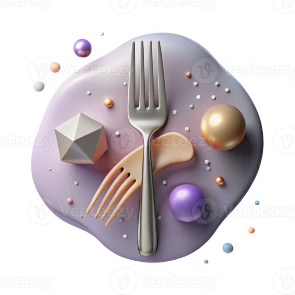 vibrant modern Shadow of a Fork Cutout detailed png