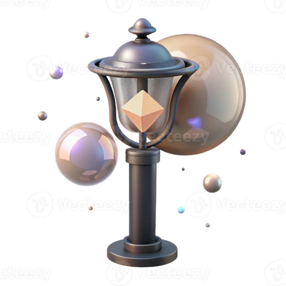 elegant classic Shadow of Street Lamp with Circular Light Transparent Background detailed png