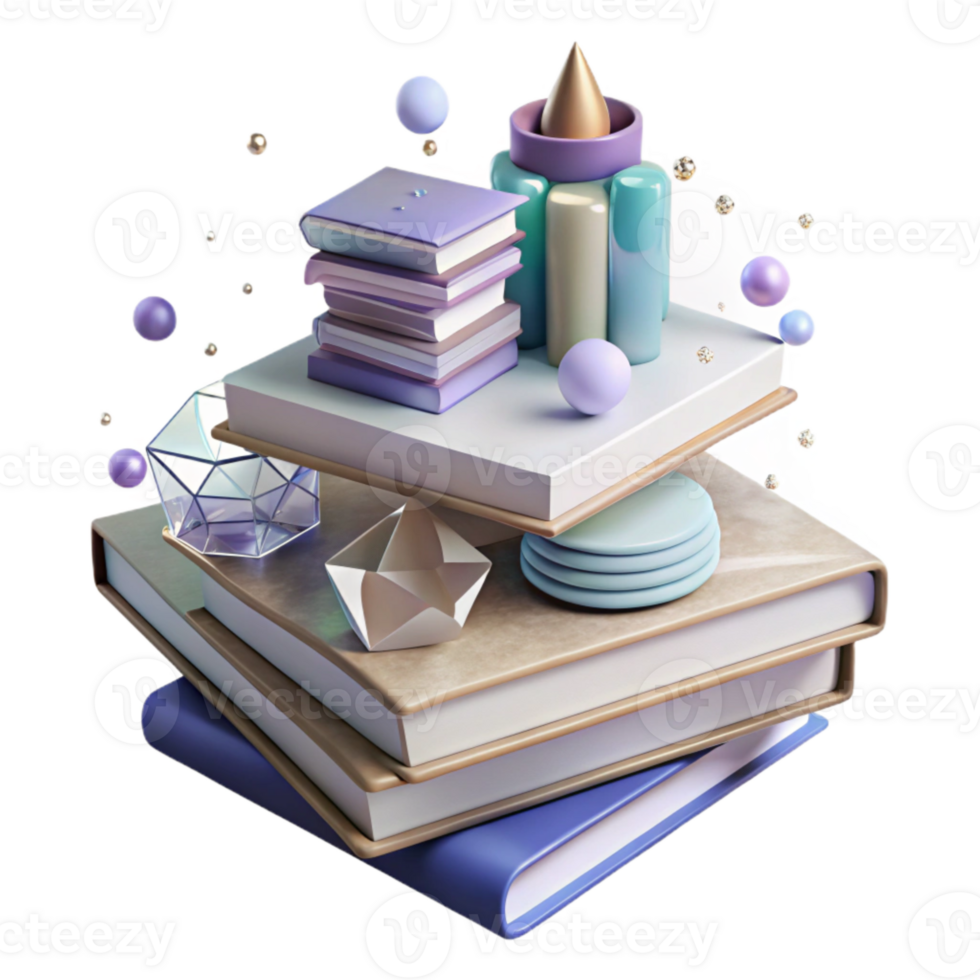 elegant classic Shadow of Stack of Books on Desk Transparent Background high resolution png