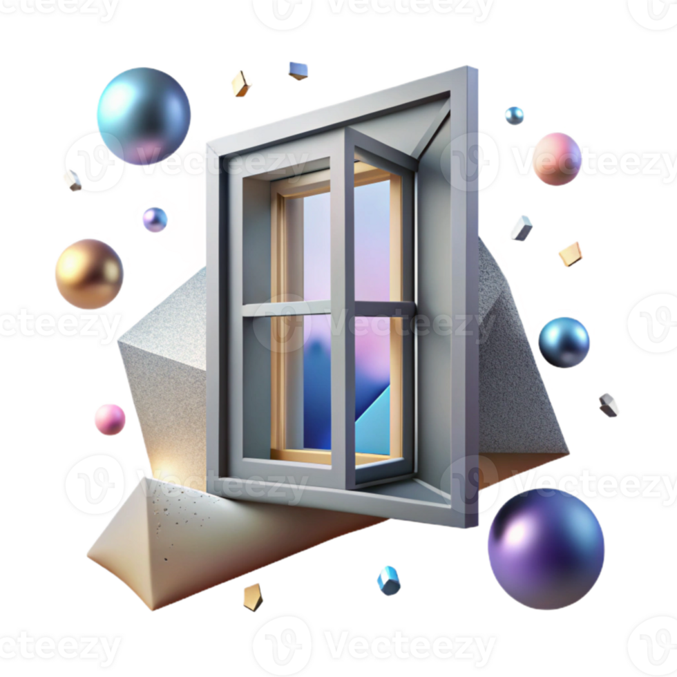 vibrant creative Shadow of Window Frame with Geometric Design Isolated png