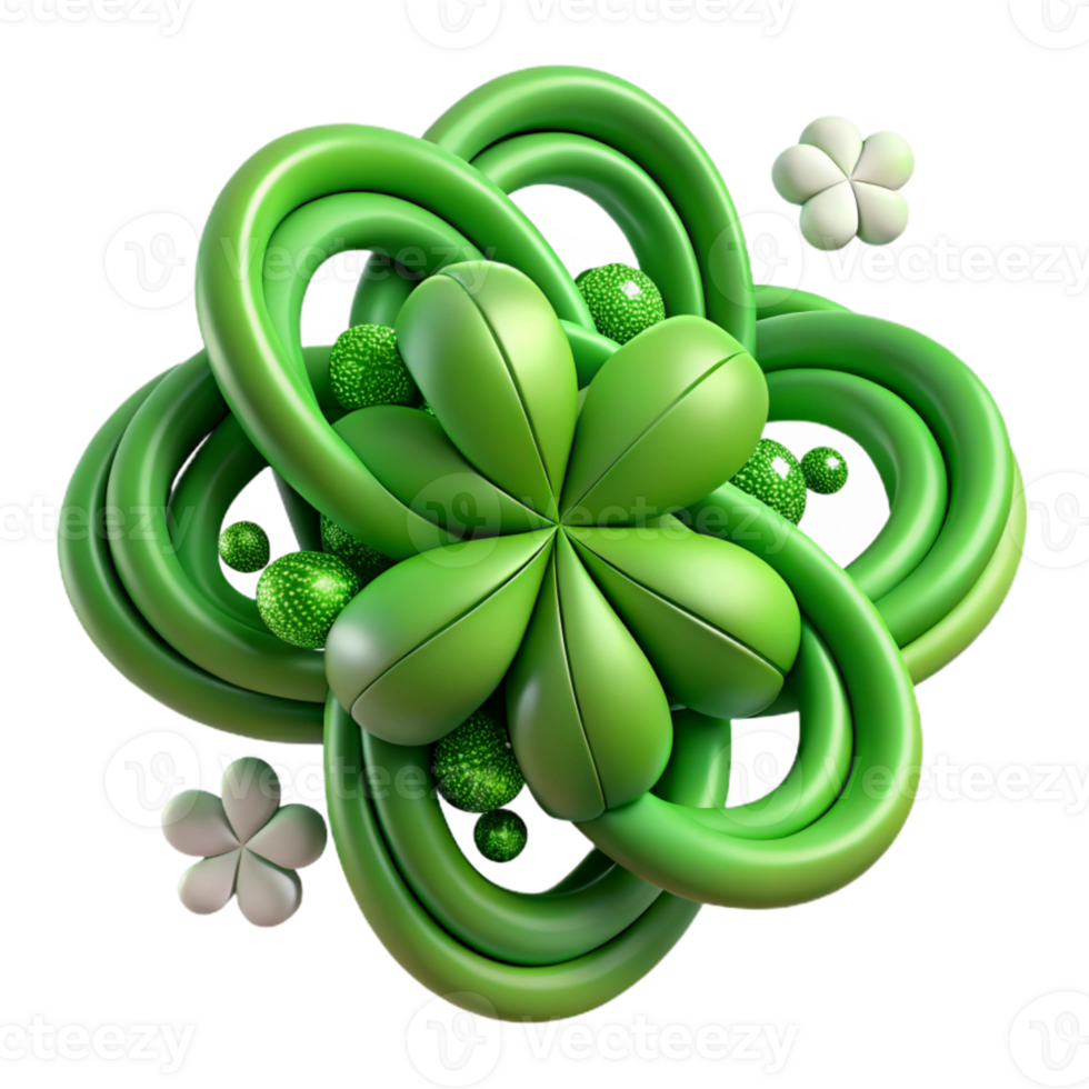 dramatic minimalist Shamrock Green Interwoven Spirals Design Isolated Element original png