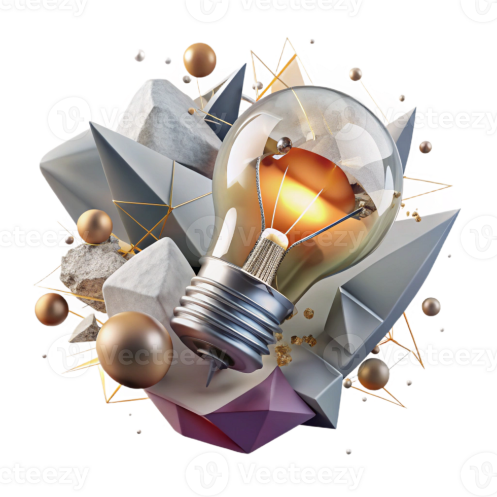 elegant rustic Shattered Lightbulb with Filament Cutout high resolution png
