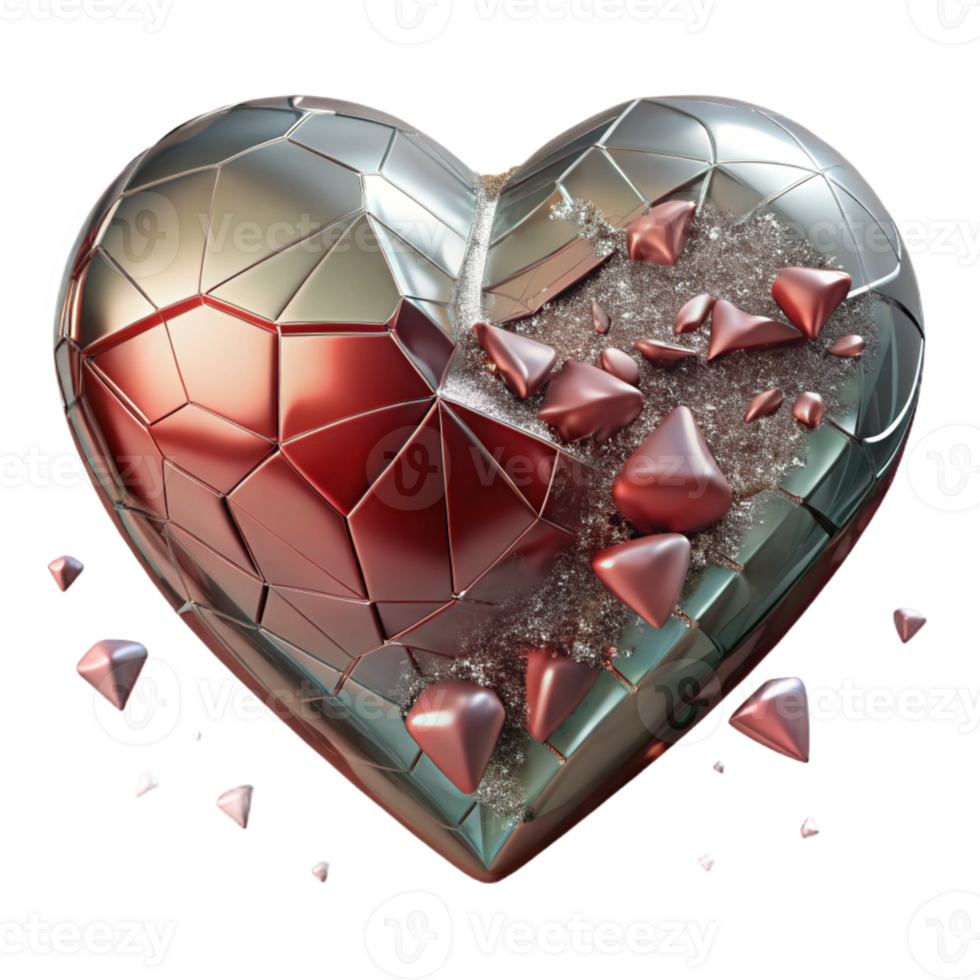 beautiful rustic Shattered Glass Heart with Cracks Cutout genuine png