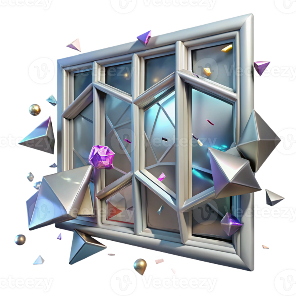 stunning rustic Shattered Window Pane with Jagged Edges Cutout authentic png