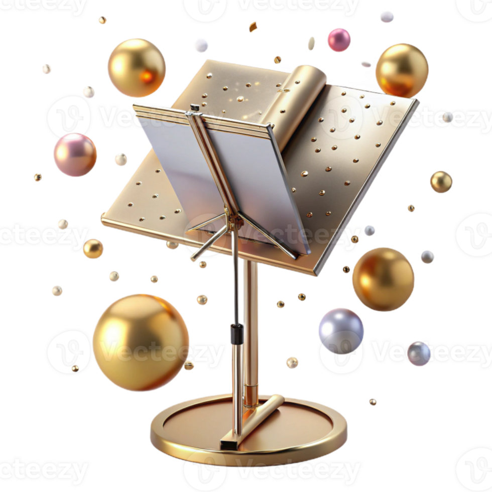 impressive rustic Sheet Music Stand Transparent Background with Metal Finish exclusive png