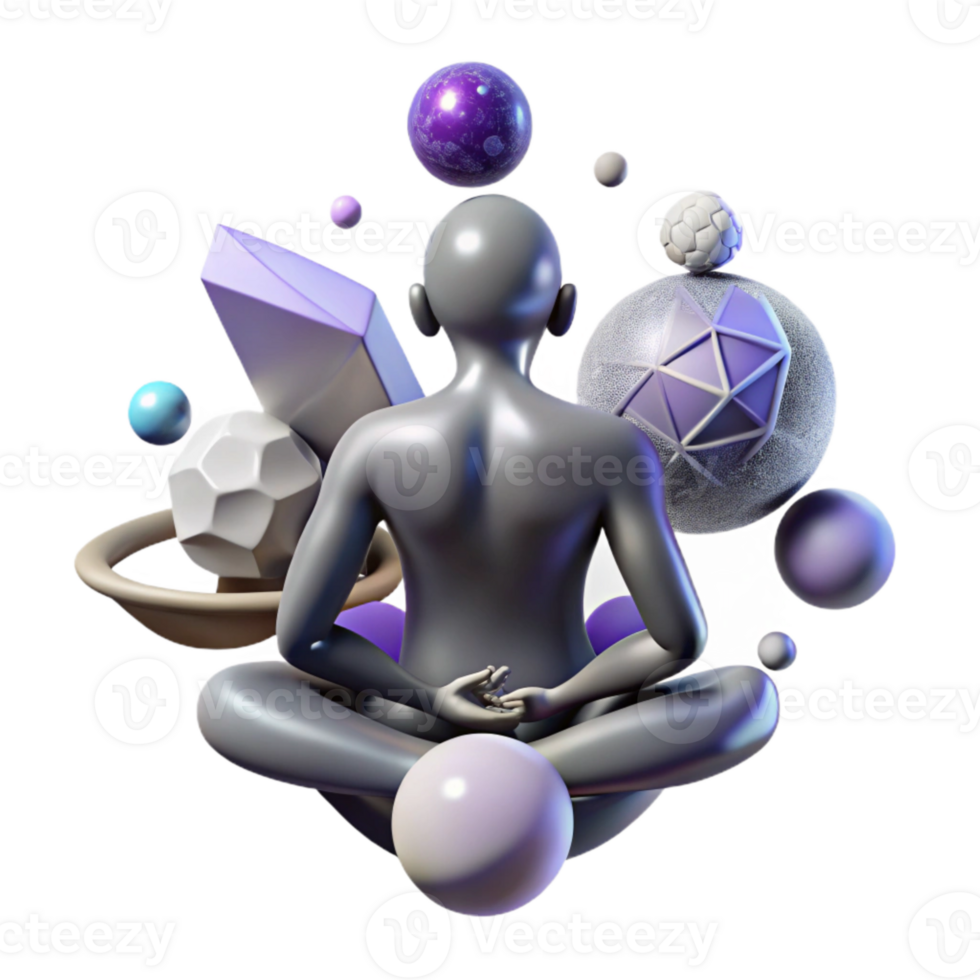 serene creative Silhouette of a Person Meditating in a Parallel Universe Cutout high resolution png