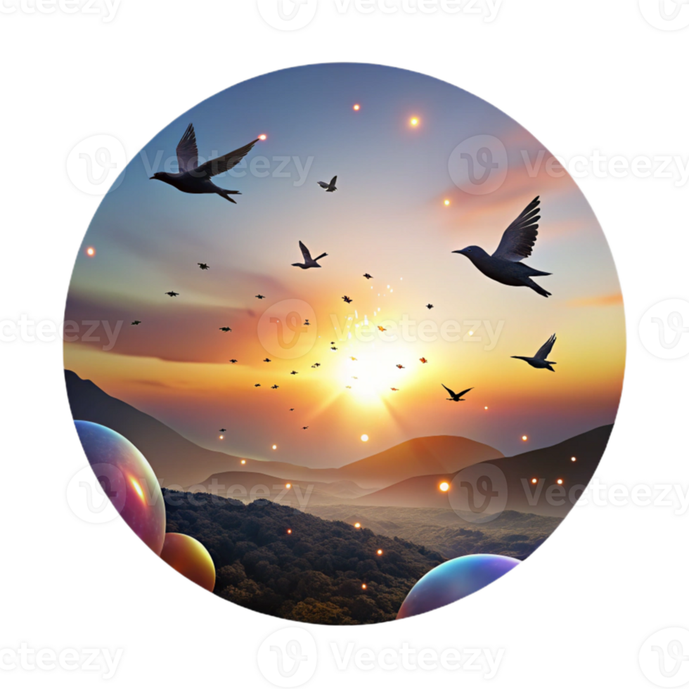 magnificent classic Silhouette of Birds Soaring at Sunset Transparent Background genuine png