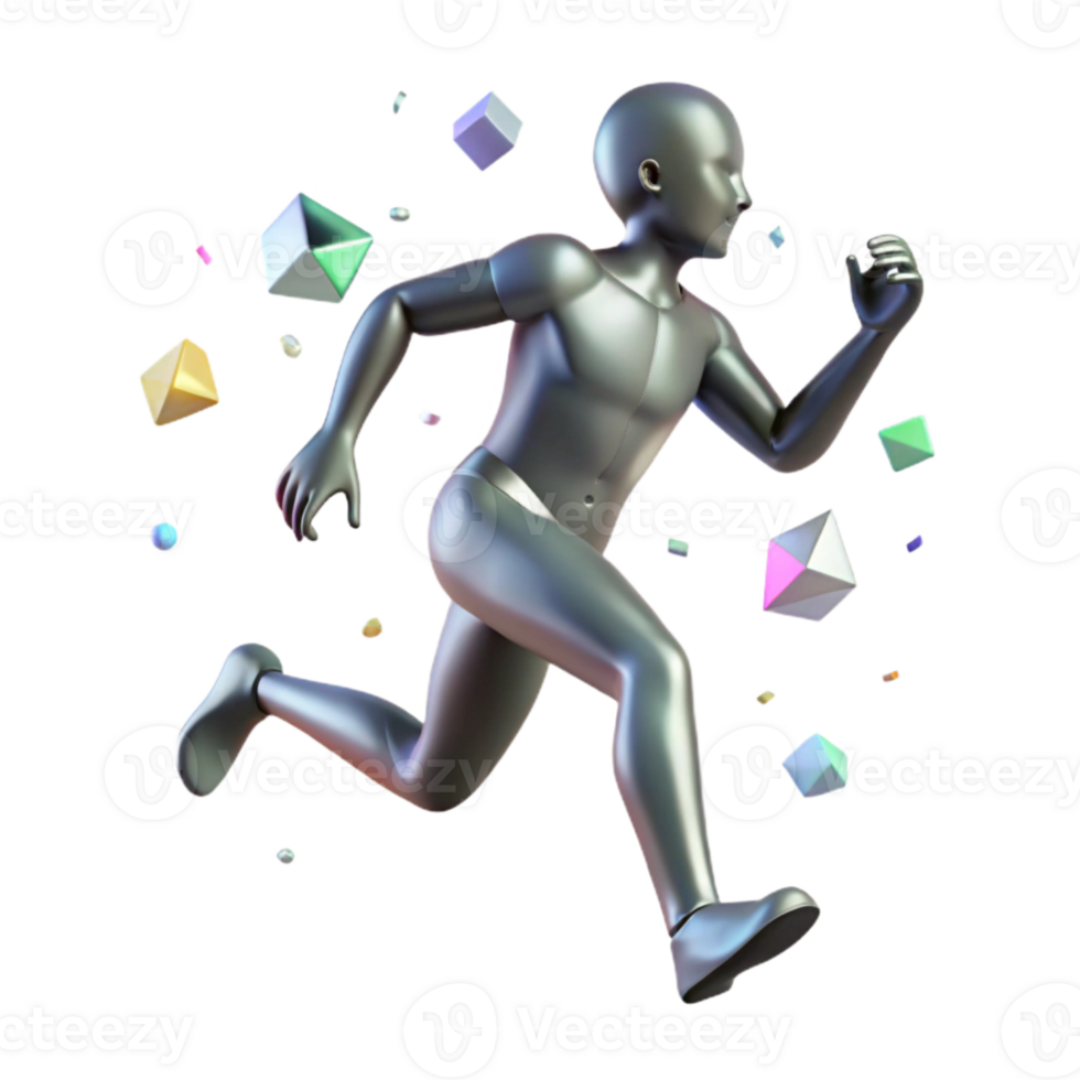 magnificent abstract Silhouette of Running Figure with Shadow genuine png