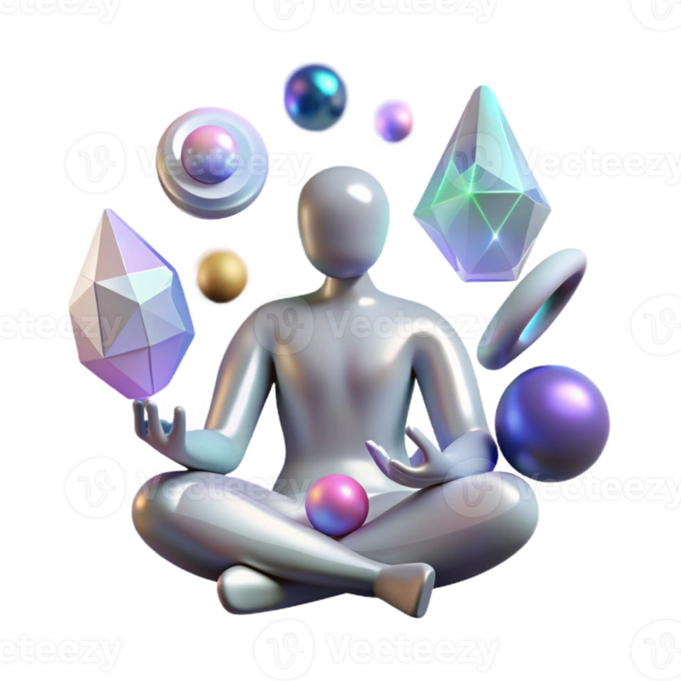 dramatic abstract Silhouette of Person Meditating Cutout Transparent Background authentic png