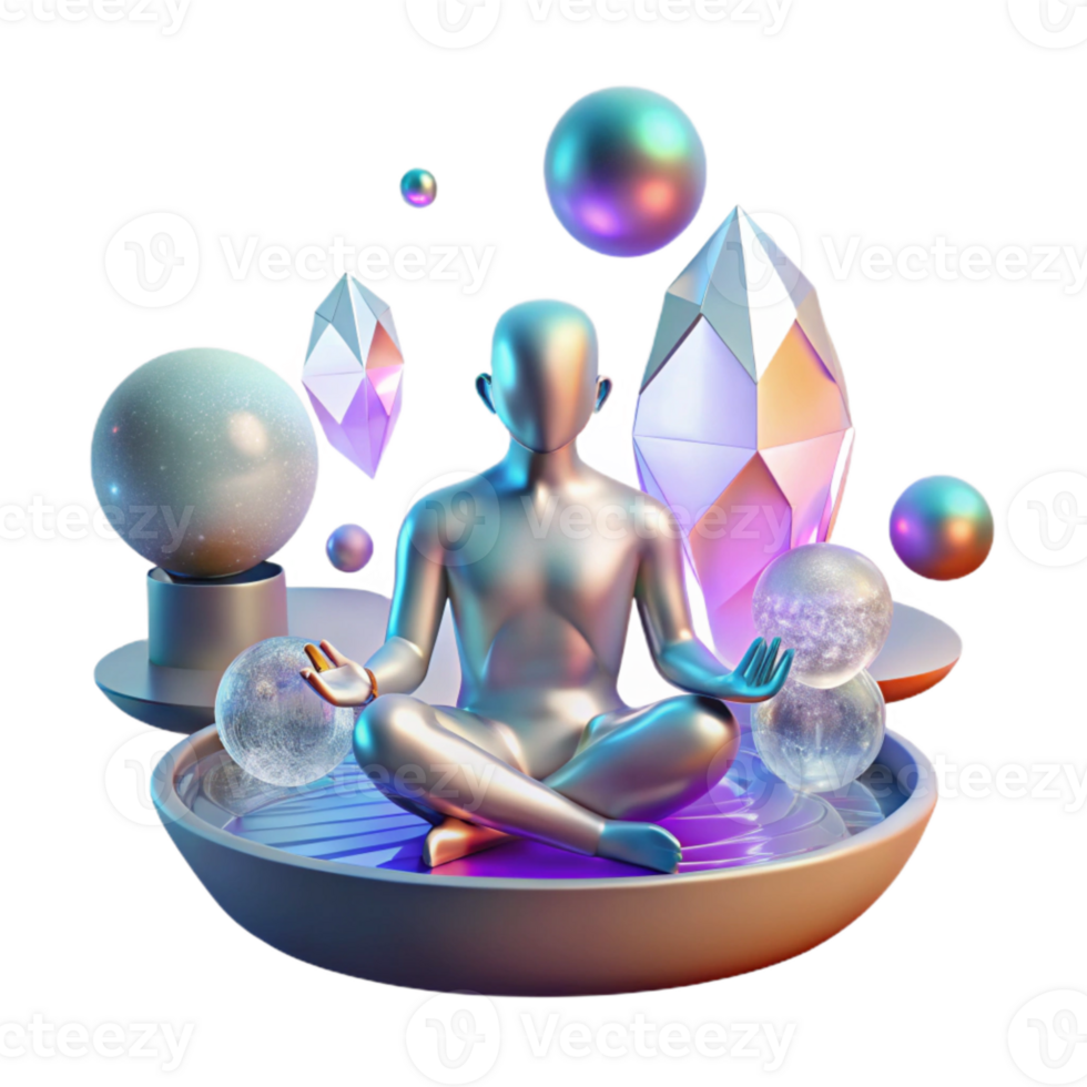 beautiful creative Silhouette of Person Meditating Cutout Transparent Background exclusive png