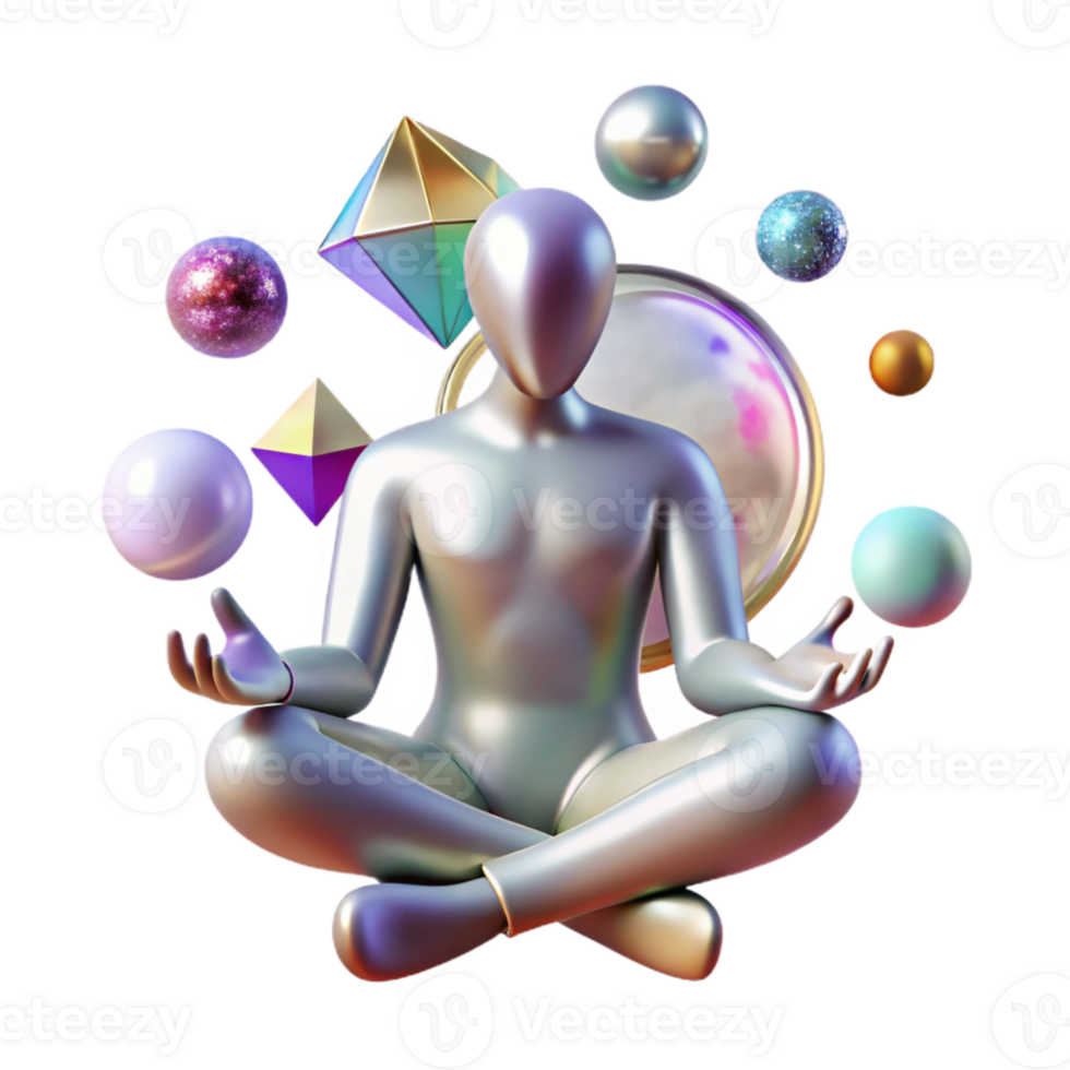 dramatic creative Silhouette of Person Meditating Cutout Transparent Background genuine png