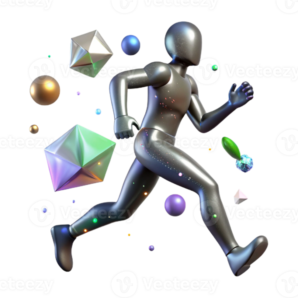 dramatic artistic Silhouette of Running Figure with Shadow png