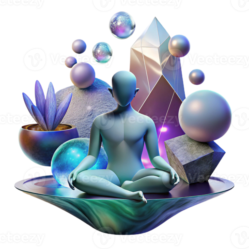 serene creative Silhouette of Person Meditating Cutout Transparent Background high resolution png