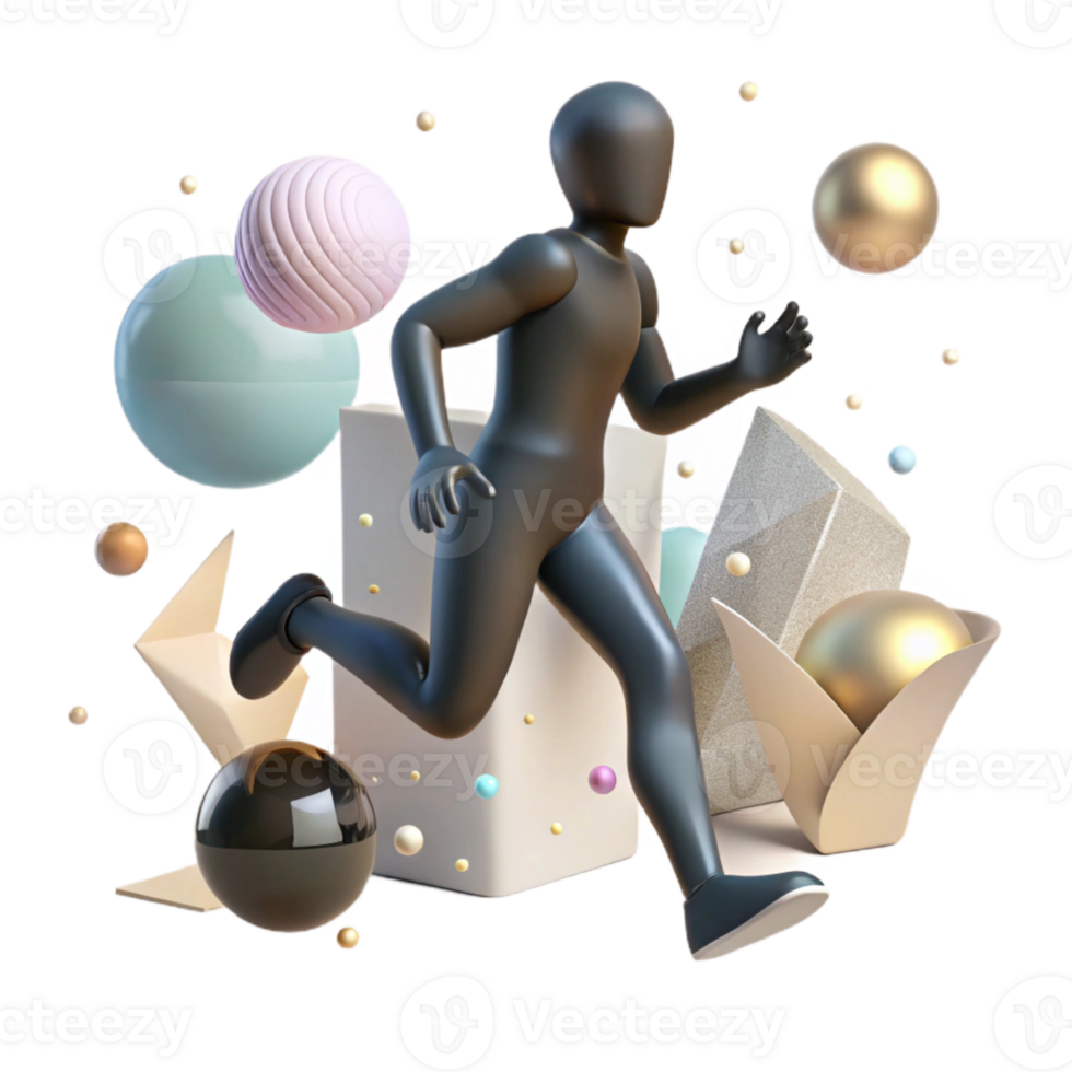 extraordinary artistic Silhouette of Running Figure with Shadow png