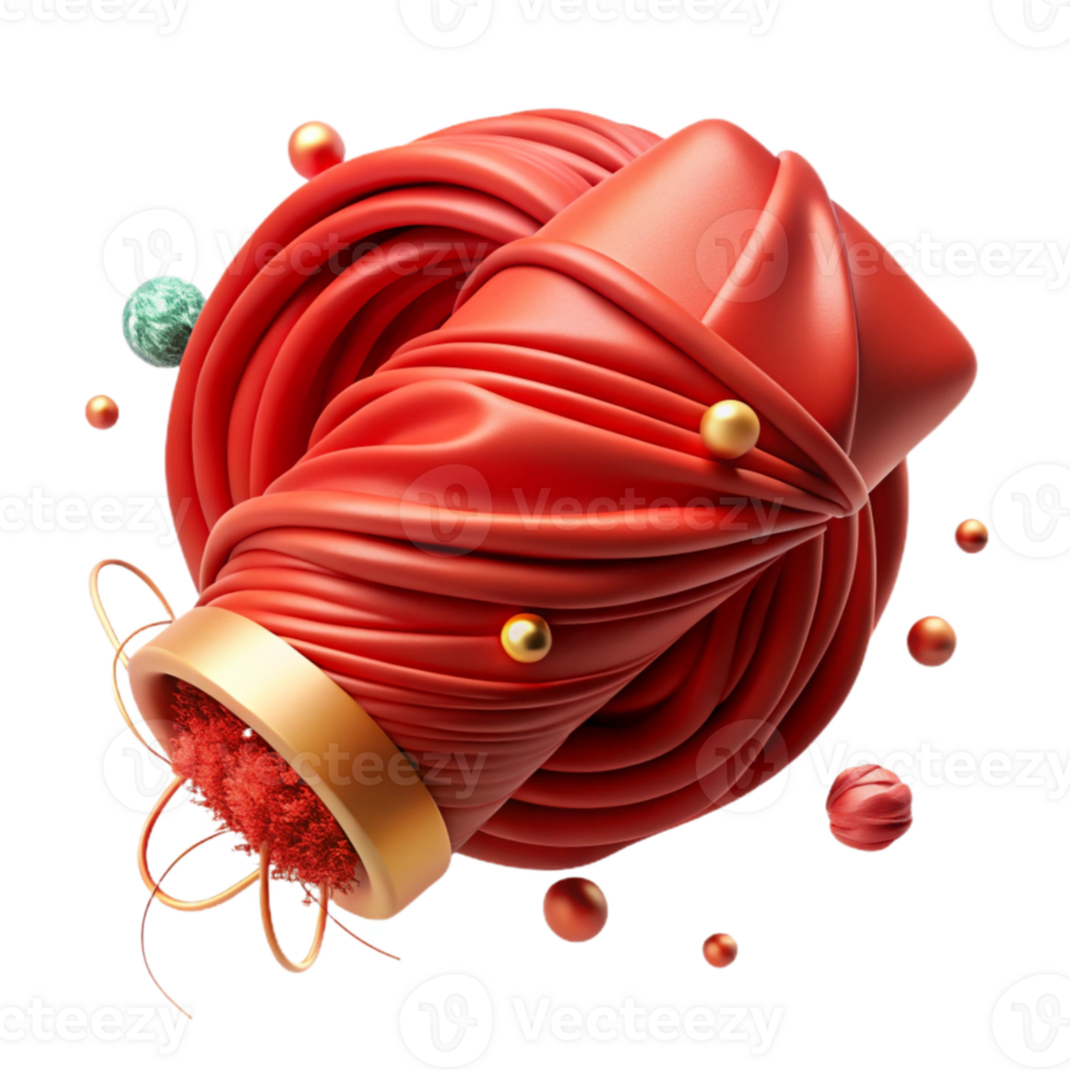 vibrant traditional Silken Red Thread Isolated with Soft Lighting detailed png