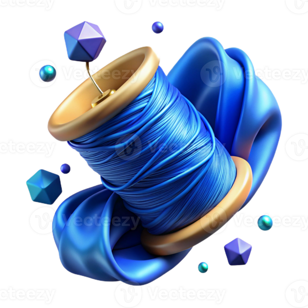 extraordinary minimalist Silk Blue Thread Isolated with Smooth Texture professional png