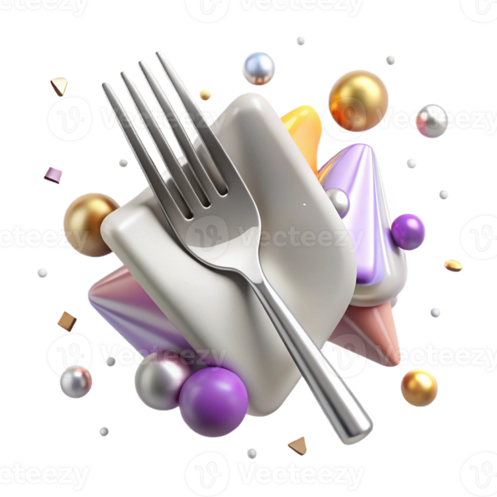 dramatic rustic Silver Fork Cutout on Transparent Background high resolution png