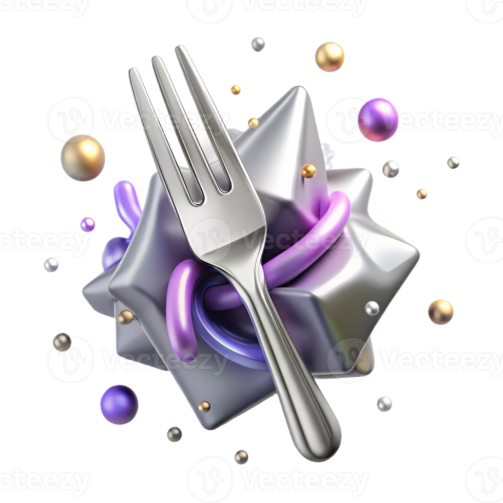 magnificent minimalist Silver Fork Isolated with Tines and Handle original png