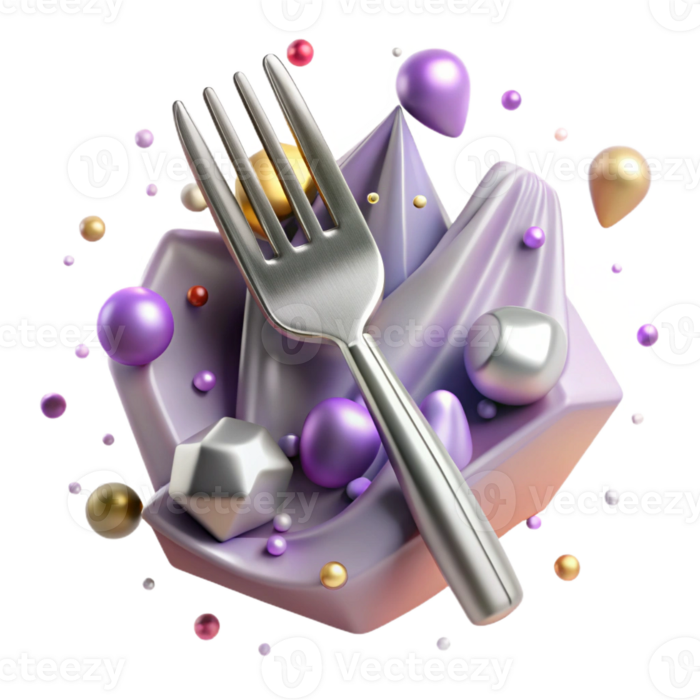 serene creative Silver Fork Isolated with Tines and Handle genuine png