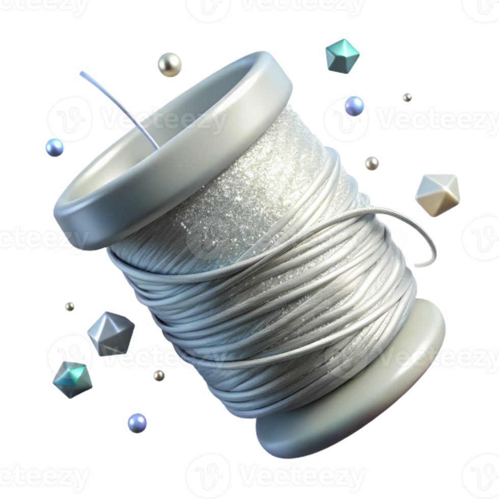 extraordinary classic Silver White Thread Isolated with Shimmering Effect original png