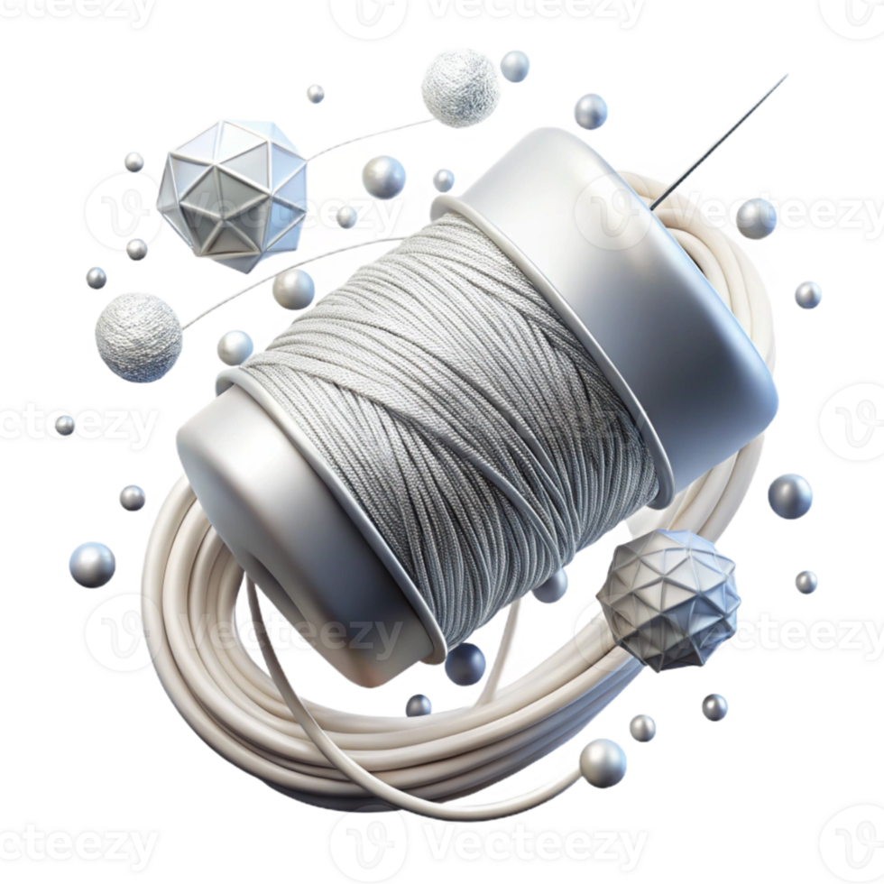 impressive creative Silver White Thread Isolated with Shimmering Effect detailed png