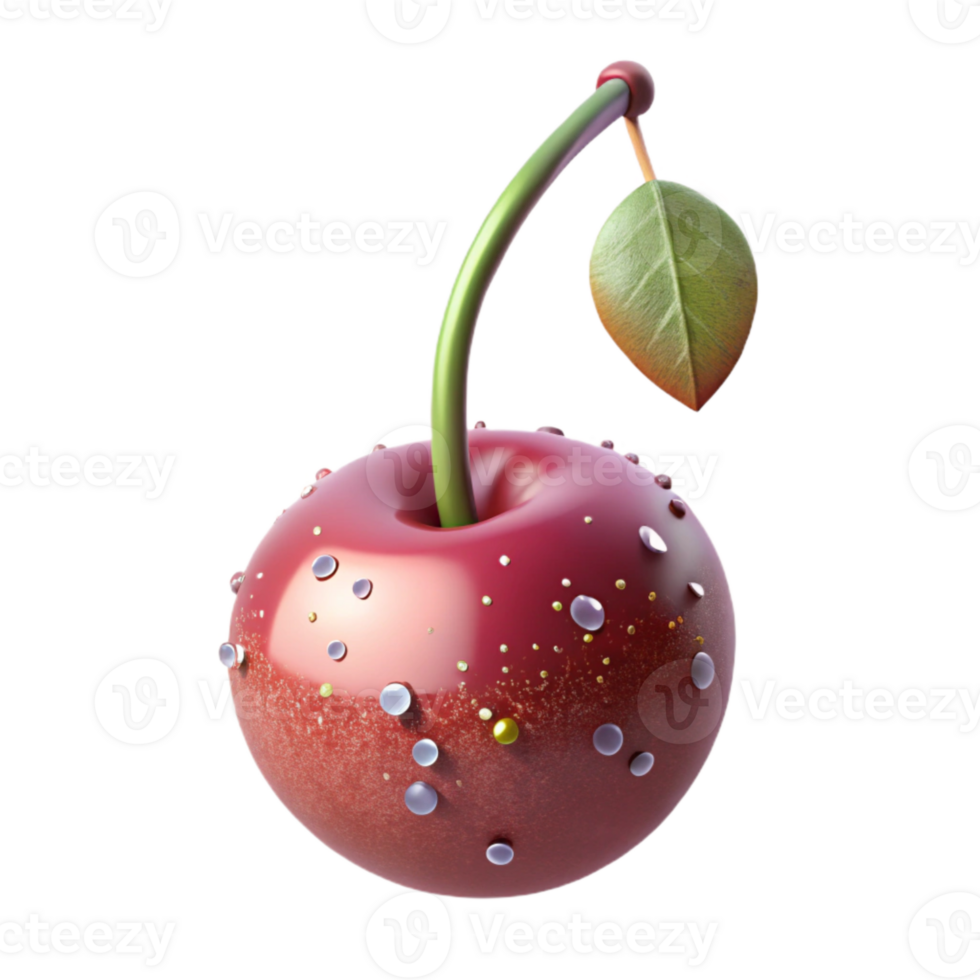 magnificent modern Single Cherry with Stem Cutout on Transparent Background png