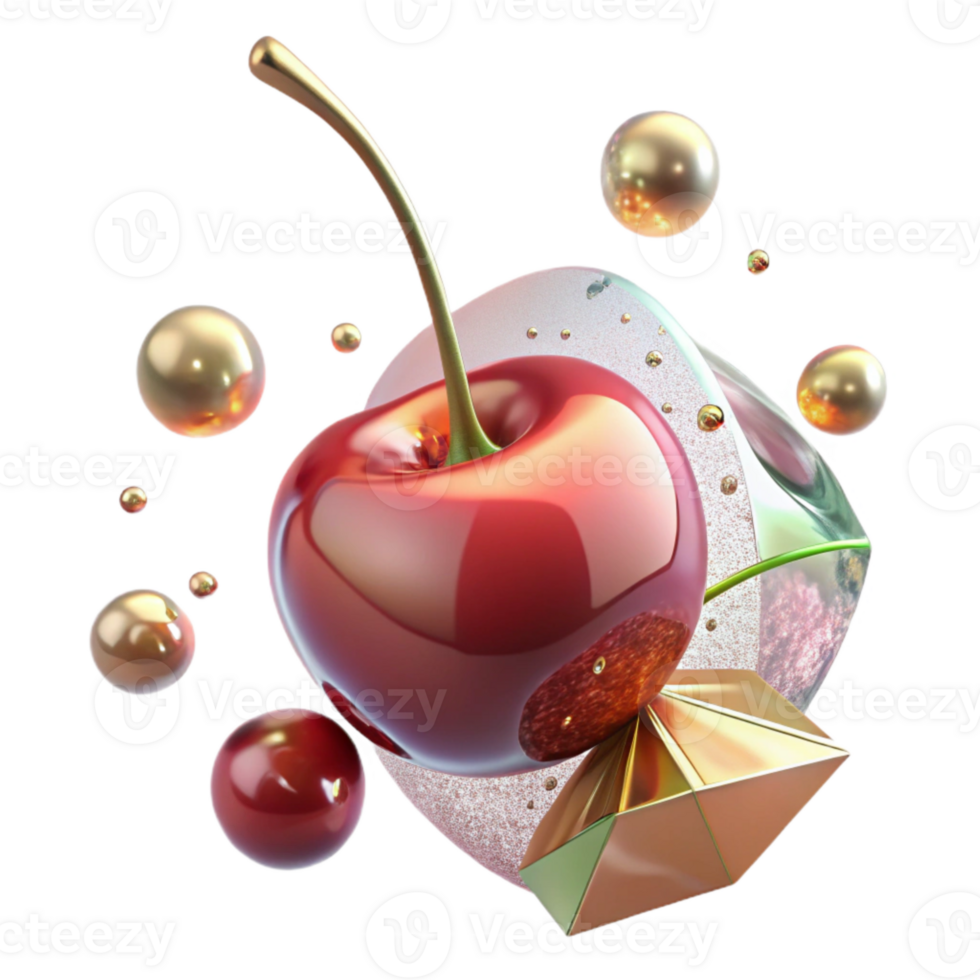 impressive contemporary Single Cherry with Stem Cutout on Transparent Background authentic png