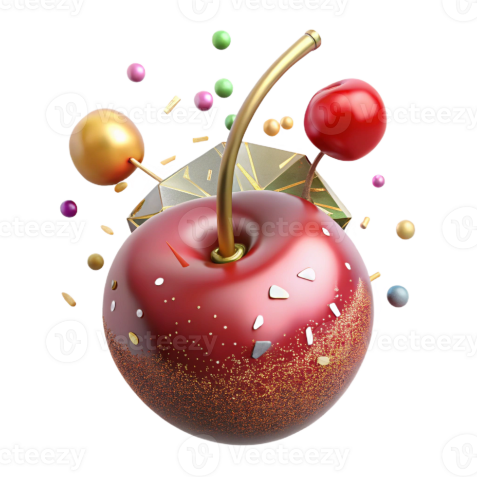 vibrant traditional Single Cherry with Stem Cutout on Transparent Background high quality png