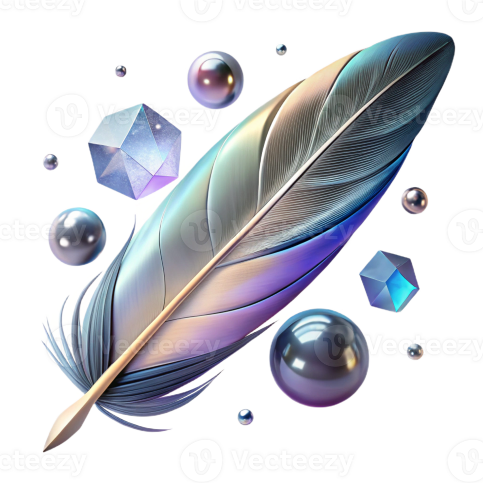 magnificent contemporary Single Feather Floating in Space Cutout Transparent Background png