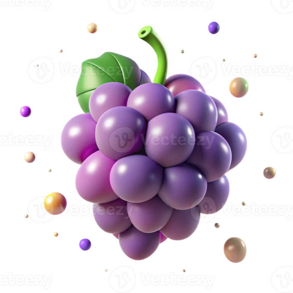vibrant classic Single Grape Cutout with Stem Transparent Background authentic png