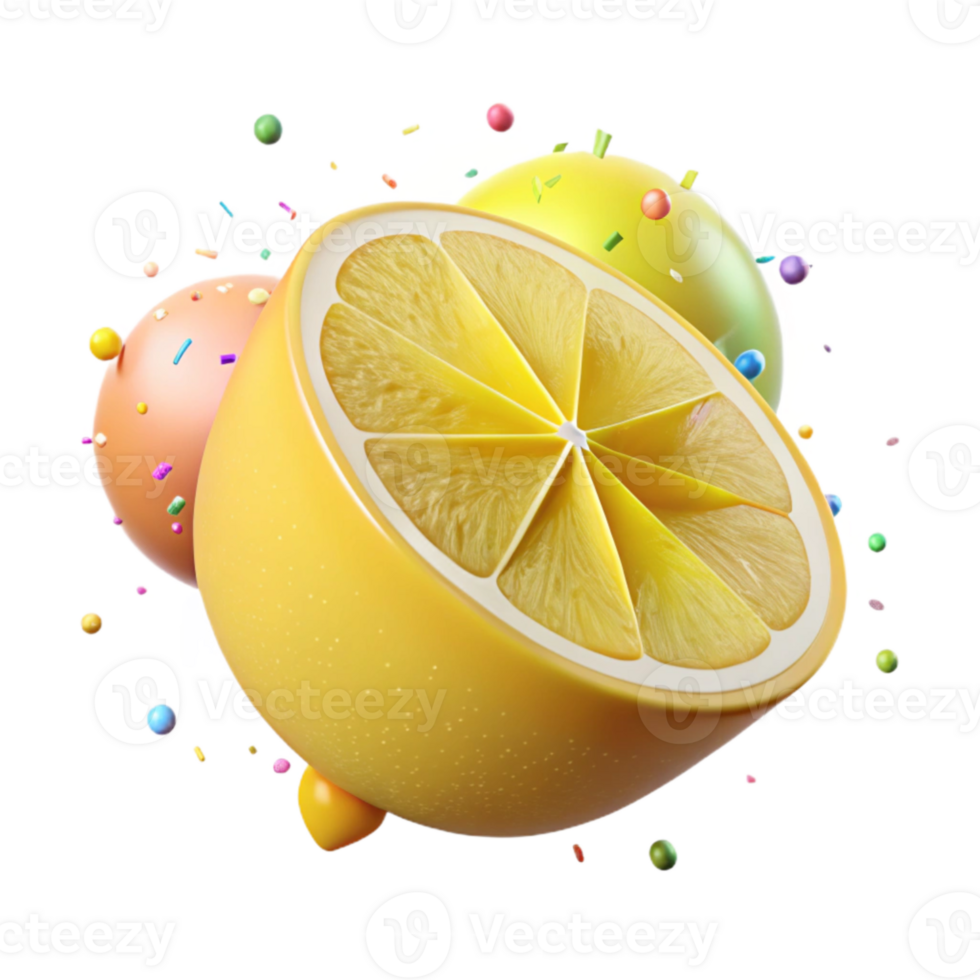 impressive artistic Single Lemon Slice Cutout with Transparent Background exclusive png