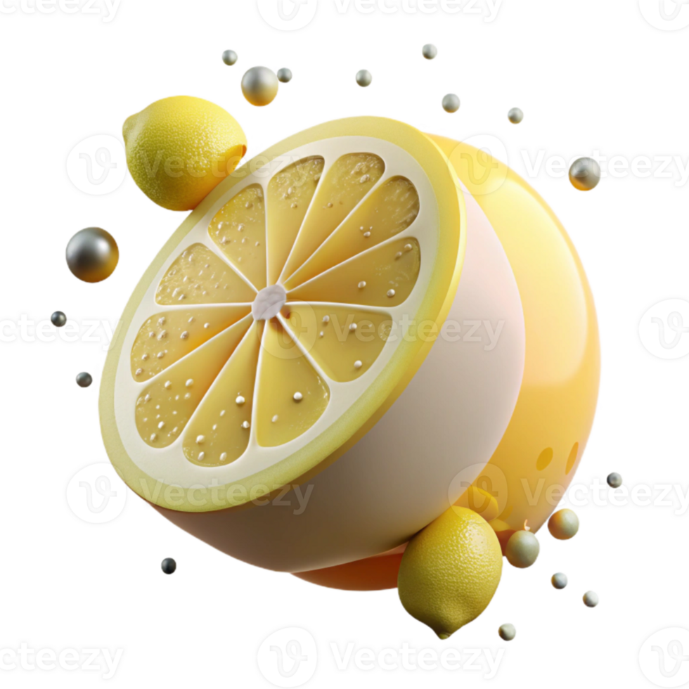 vibrant rustic Single Lemon Slice Cutout with Transparent Background png